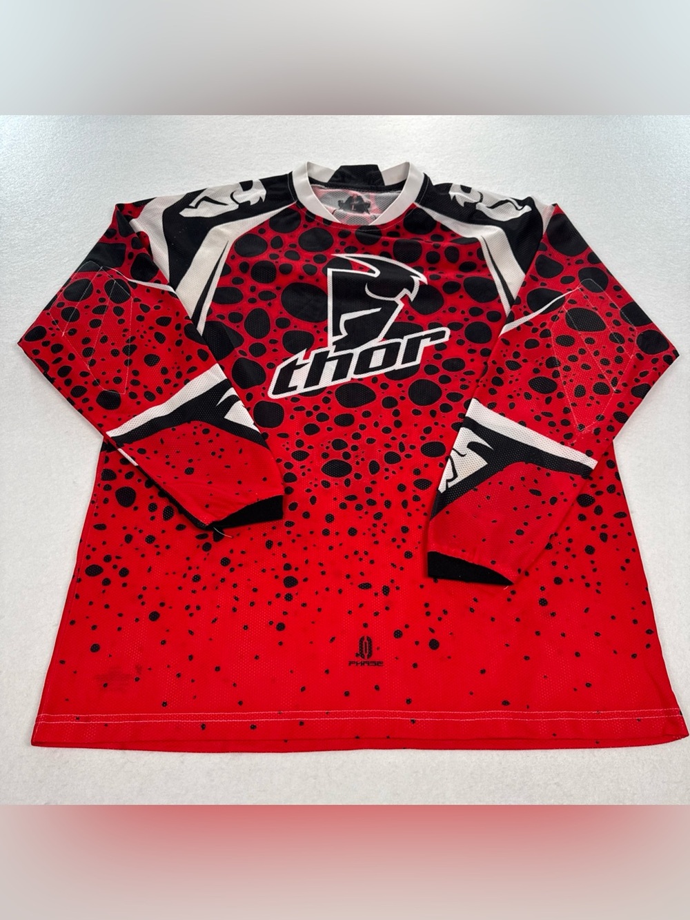 Thor Phase MX Motocross Jersey Adult Size L Red Black White Dirt Bike